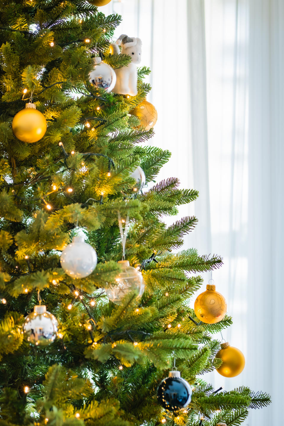 Closeup of a Christmas tree