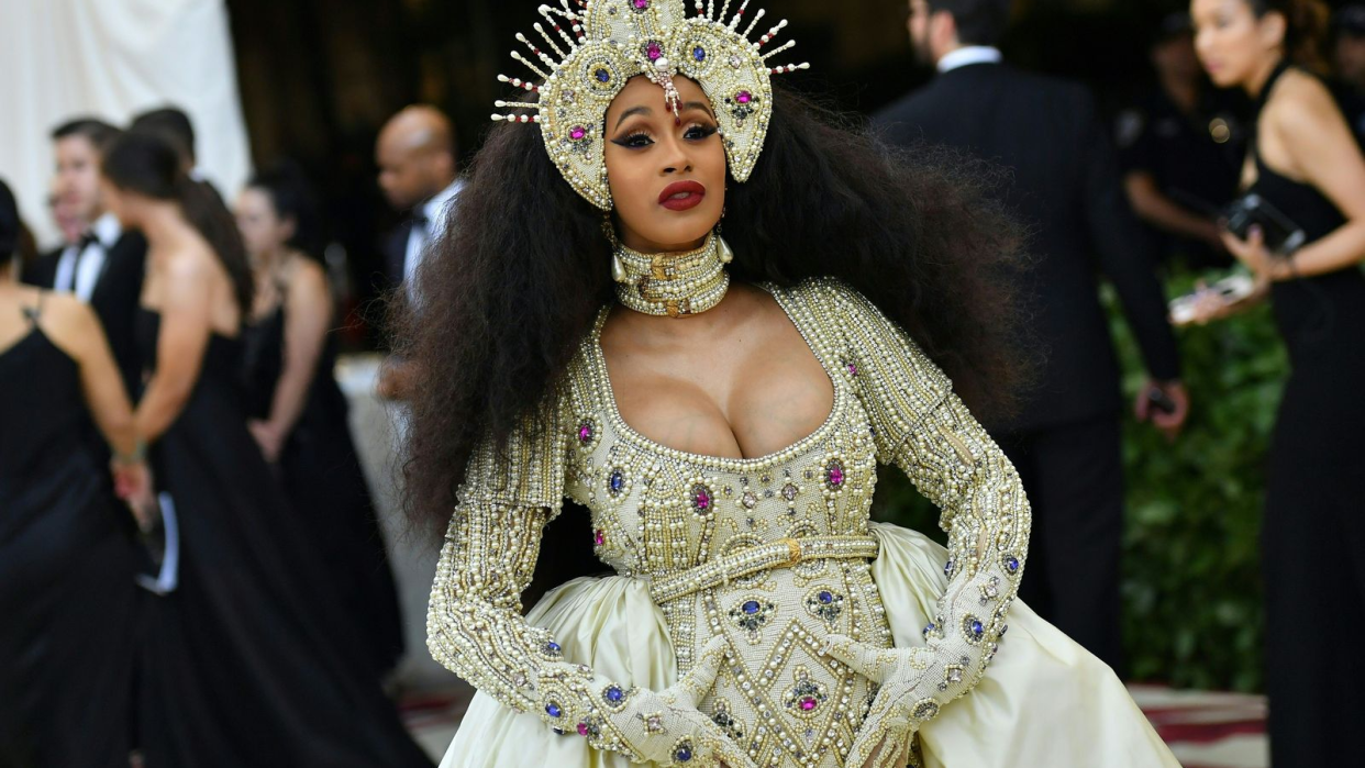 Cardi B arrives for the 2018 Met Gala on May 7, 2018, at the Metropolitan Museum of Art in New York. / Credit: ANGELA WEISS/AFP/Getty Images