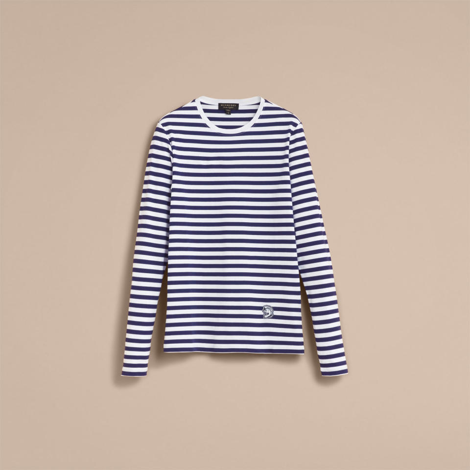 Pallas Helmet Motif Breton Stripe Top