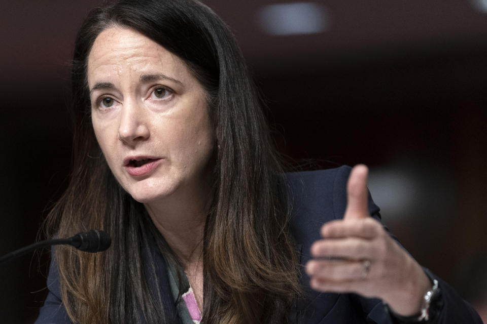 Director of National Intelligence Avril Haines speaks before a Senate committee.