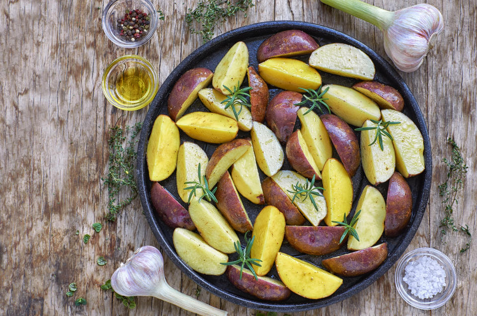 Herb potatoes ready to roast