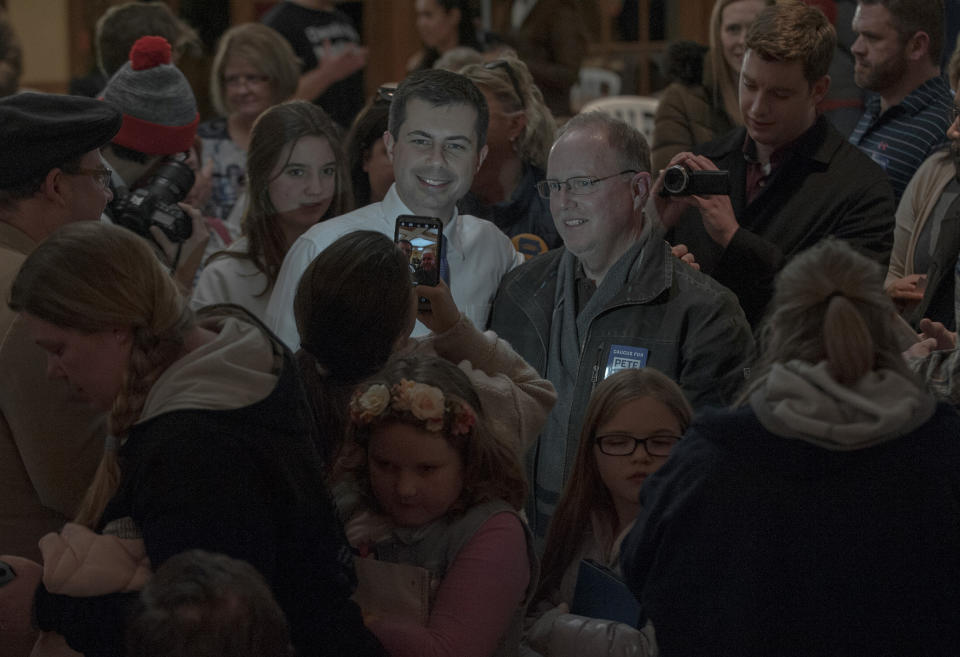 Buttigieg meets supporters at a Town Hall in Mason City, Iowa, on Jan. 29. | September Dawn Bottoms for TIME