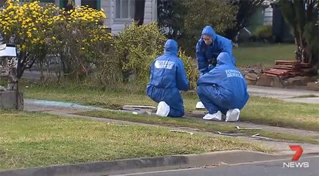 Forensic police at the scene on Tuesday. Source: 7News