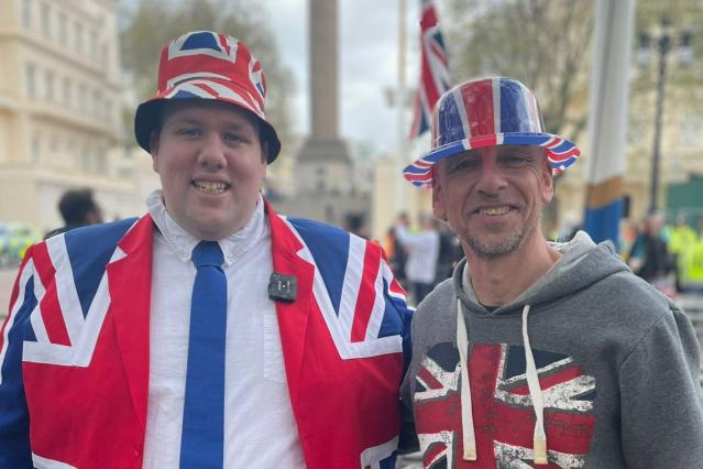 Royal fans Tom and Richard were soaking up the atmosphere on the Mall on Friday (ES)