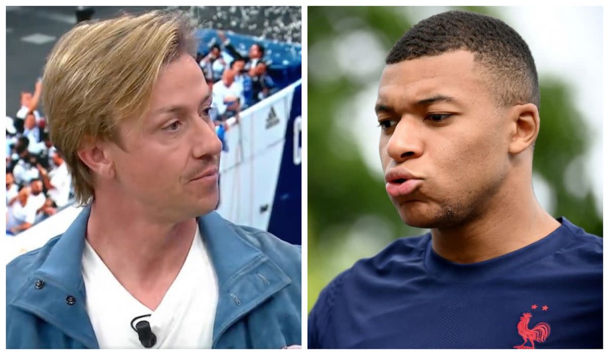 Guti se desmarca del madridismo en 'El Chiringuito' en el tema Mbappé. Fuentes: Twitter/@elchiringuitotv y FRANCK FIFE/AFP vía Getty Images.