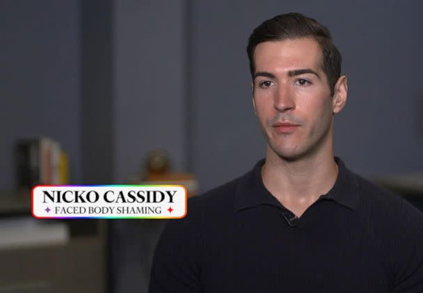 PHOTO: Nicko Cassidy speaks to ABC News about his experience facing body shaming in the gay community. (ABC News)