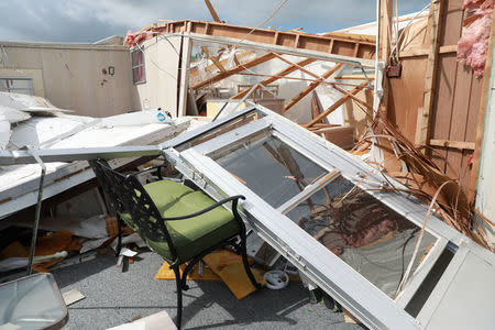 Property damage is seen at a mobile home park after Hurricane Irma in Naples, Florida, U.S. September 11, 2017 REUTERS/Stephen Yang