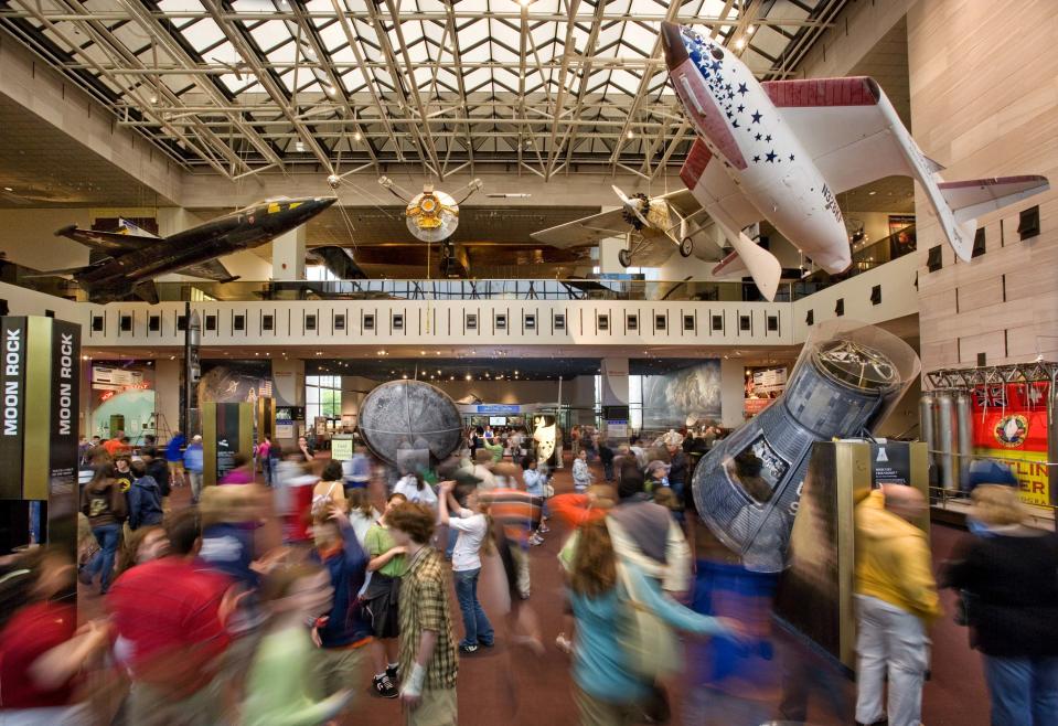 This undated handout photo provided by the National Air and Space Museum, Smithsonian Institution shows The Milestones of Flight Gallery, the main hall of the Smithsonian’s National Air and Space Museum, in Washington. For the first time since its 1976 opening, the Smithsonian's National Air and Space Museum plans to overhaul its central exhibition showing the milestones of flight. The extensive renovation announced Thursday will be carried out over the next two years with portions of the exhibit closing temporarily over time, said Museum Director J.R. "Jack" Dailey. (AP Photo/Eric Long, National Air and Space Museum, Smithsonian Institution)