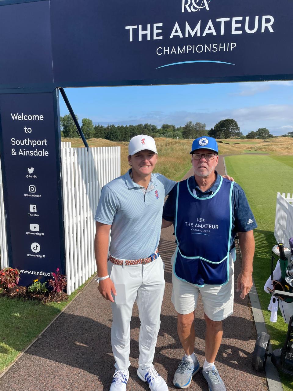 Ricky Bell right, caddied for son Parker Bell during The Amateur Championship that was held June 19-24 at Hillside and Southport & Ainsdale, England.
