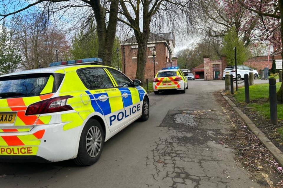 Warrington Guardian: The police presence outside Warrington Town Hall on Tuesday