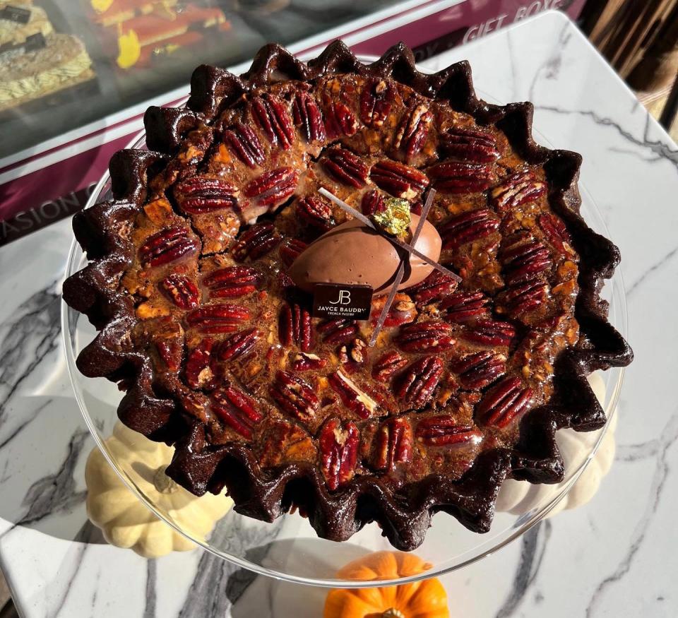 Chocolate Bourbon Pecan Pie at Jayce Baudry French Pastry.