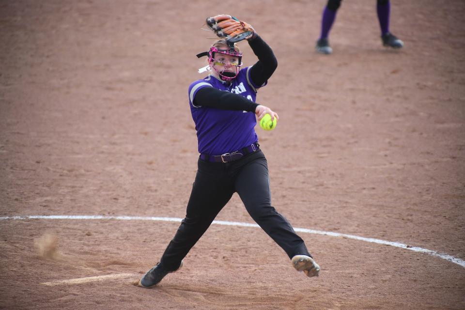 Western Beaver's Emma Bogacki delivers a pitch during the sixth inning against West Allegheny Wednesday evening at West Allegheny High School.