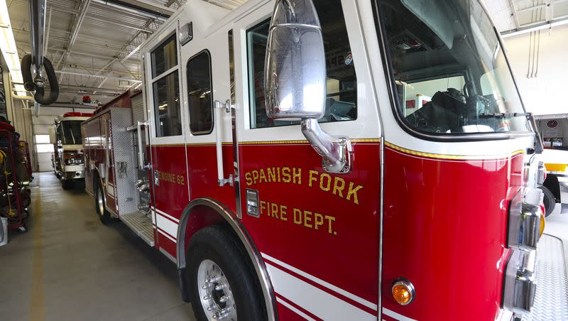 Spanish Fork fire trucks are pictured on March 22, 2021.
