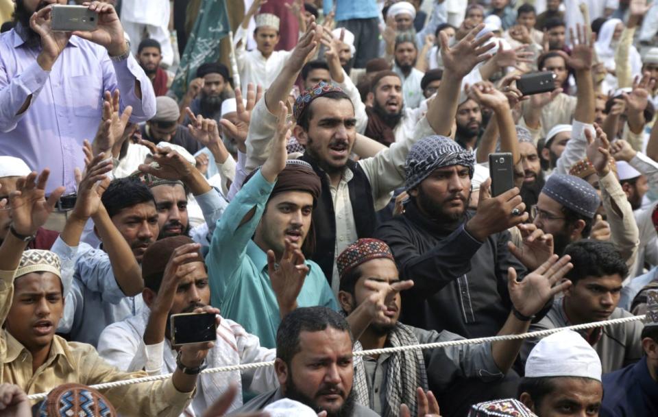 Crowds called for death of judges who overturned the blasphemy ruling (AP)