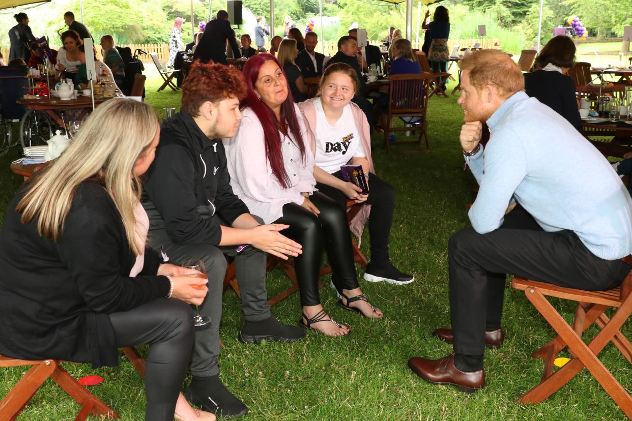 WellChild Awards 2021 in association with GSK at Kew Gardens, London - Remarkable children and young people and hard-working professionals from across the UK have been named winners in the prestigious national 2021 WellChild Awards, in association with GSK. They received their awards earlier today (June 30th) in a surprise visit from WellChild Patron, The Duke of Sussex at a private garden party at Kew Gardens, in London -   Young Carer award winner Gracie Davis and her family with The Duke of Sussex   - 30.6.2021

Picture by Antony Thompson - Thousand Word Media, NO SALES, NO SYNDICATION. Contact for more information mob: 07775556610 web: www.thousandwordmedia.com email: antony@thousandwordmedia.com

The photographic copyright (© 2021) is exclusively retained by the works creator at all times and sales, syndication or offering the work for future publication to a third party without the photographer's knowledge or agreement is in breach of the Copyright Designs and Patents Act 1988, (Part 1, Section 4, 2b). Please contact the photographer should you have any questions with regard to the use of the attached work and any rights involved. 