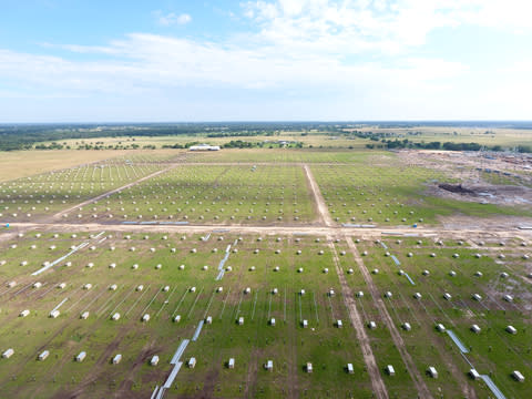 Aerial image of the project site while under construction, image taken June 2024;  Photo Credit: Adapture Renewables