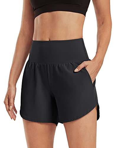 Automet Womens High Waisted Athletic Shorts Elastic Casual Summer Running  Shorts Quick Dry Gym Workout Shorts