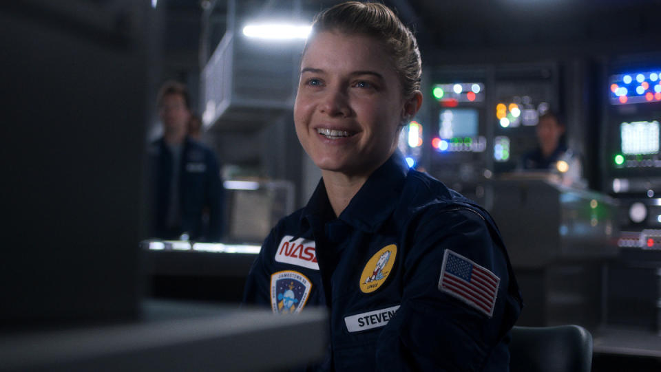 Astronaut Tracy Stevens smiles at the camera in For All Mankind