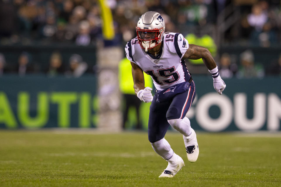 N'Keal Harry made his Pats debut Sunday against Philadelphia. (Photo by Mitchell Leff/Getty Images)