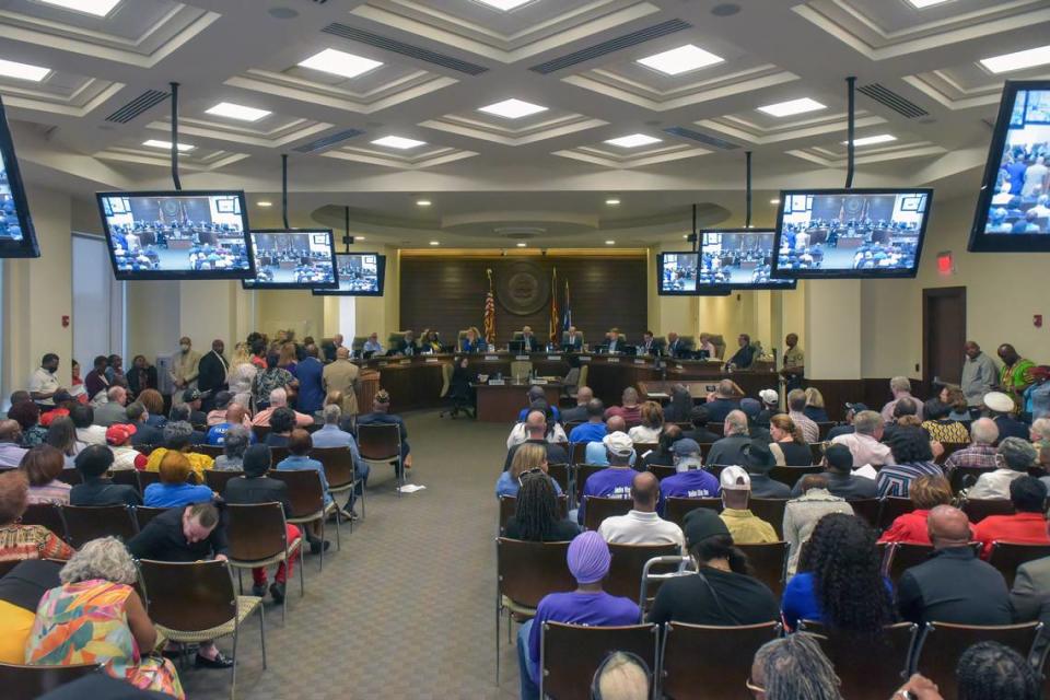 It was standing room only during the Columbus City Council Meeting on Feb. 28, 2023 in Columbus, Georgia.