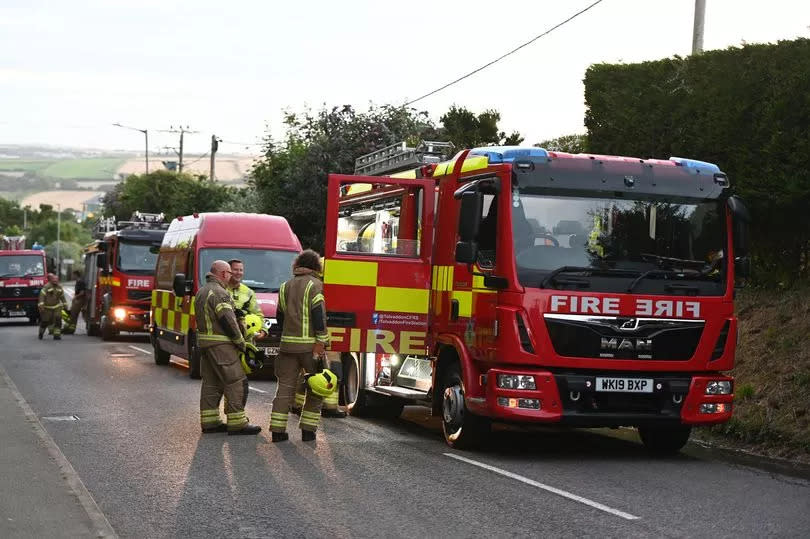 Fire crews at the scene of a barn fire