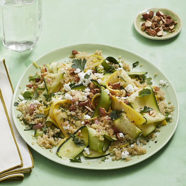 <p>The name of this dish may make it seem like it's reserved for the warmer months. But summer squash is just another name for yellow squash, which means you can have it any time you want. Mixed with white quinoa and topped with feta cheese, you won't be disappointed. </p><p><em>Get the <a href="https://www.womansday.com/food-recipes/food-drinks/a28353953/marinated-summer-squash-salad-recipe/" rel="nofollow noopener" target="_blank" data-ylk="slk:Marinated Summer Squash Salad recipe;elm:context_link;itc:0;sec:content-canvas" class="link ">Marinated Summer Squash Salad recipe</a>.</em></p>