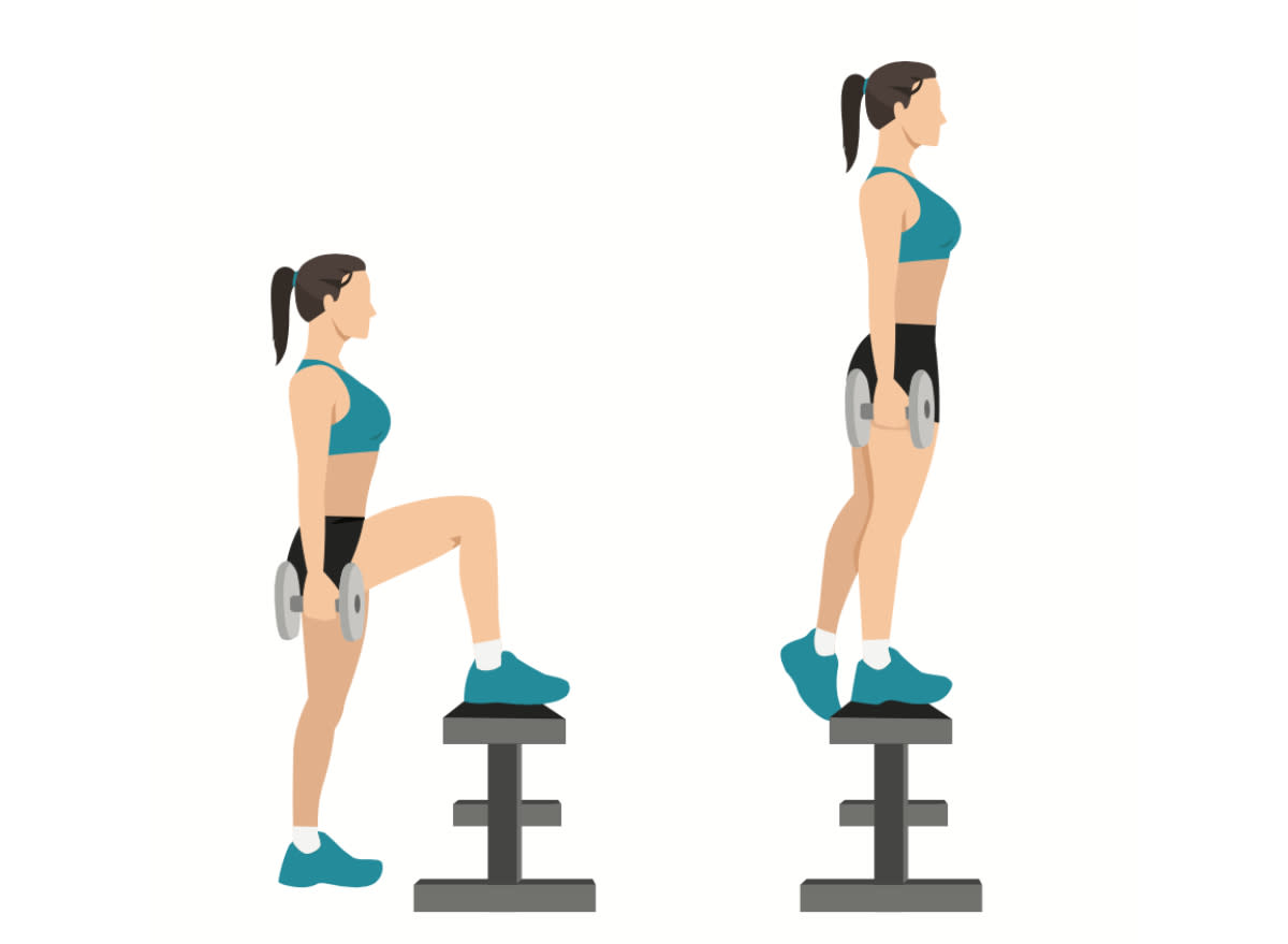 dumbbell step-ups exercise