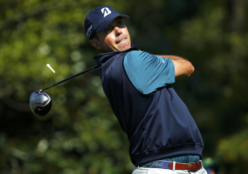 U.S. golfer Matt Kuchar tees off on the seventh hole during the second round of the Masters golf tournament at the Augusta National Golf Club in Augusta, Georgia April 11, 2014. REUTERS/Mike Blake (UNITED STATES - Tags: SPORT GOLF)