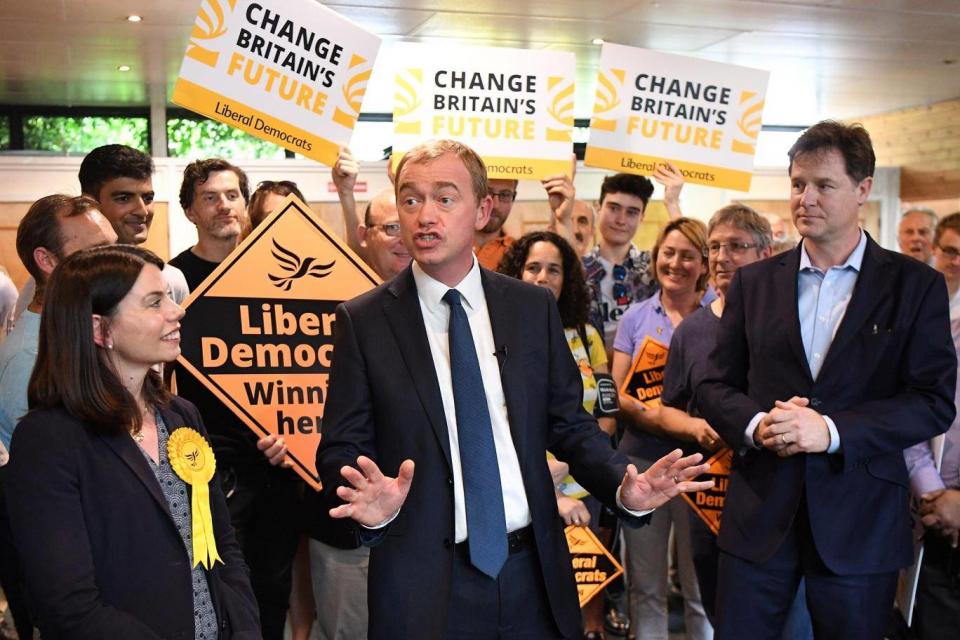 Then Lib Dem leader Tim Farron narrowly retained his seat with 8.4 per cent swing to the Tories (Getty)