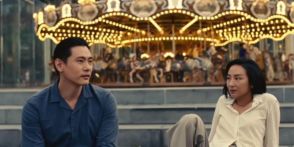 Teo Yoo and Greta Lee in "Past Lives."