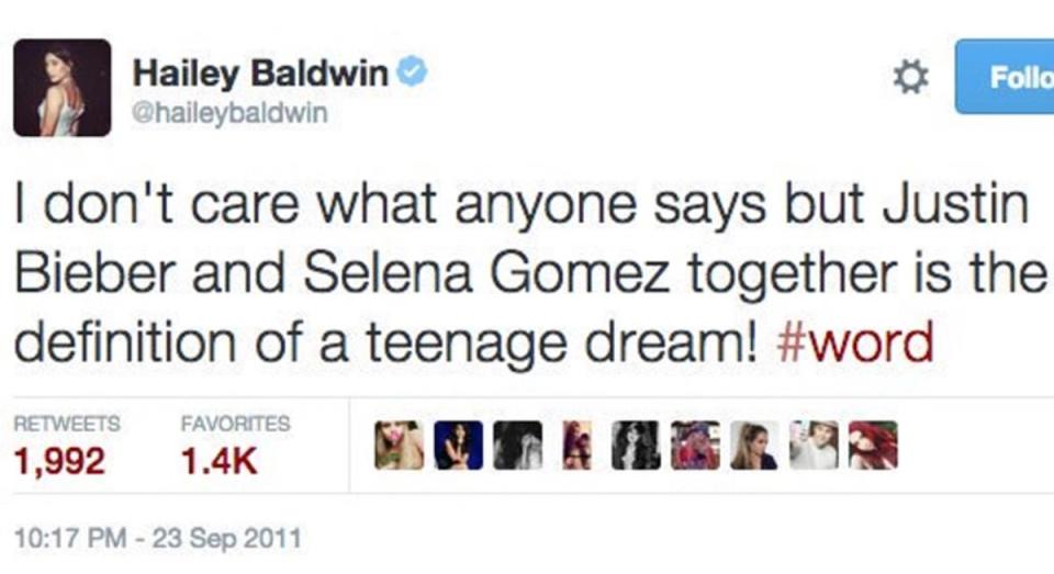 The now-deleted post which shows support for Bieber and Gomez (Twitter / X)