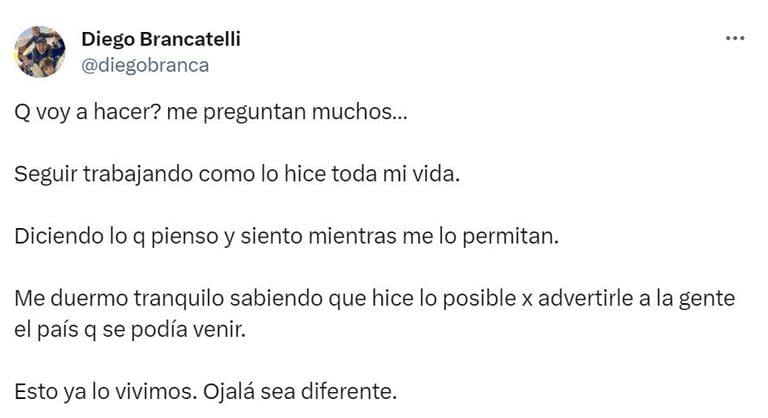 El mensaje de Diego Brancatelli