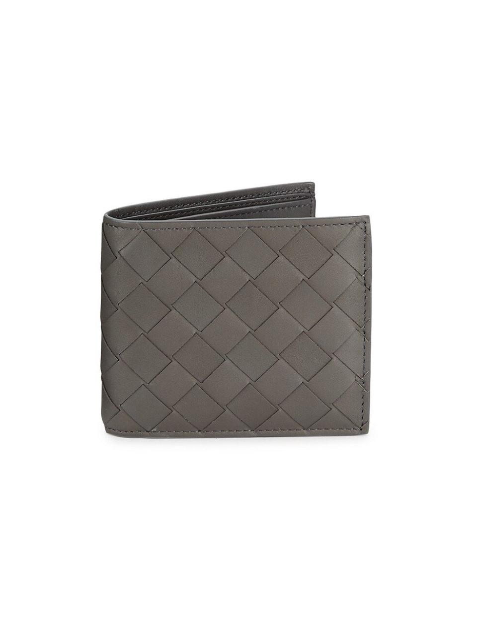 Woven Leather Billfold Wallet