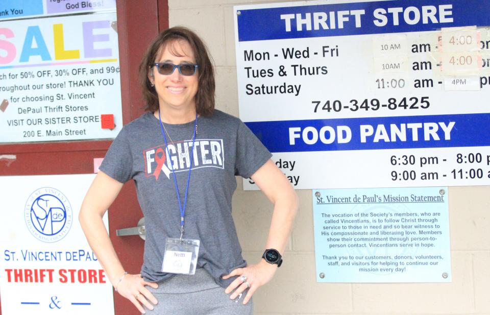 Netti Nau, 53, has been working at St. Vincent de Paul Thrift Store in Newark this spring while recovering from metastatic cancer. Nau is an avid runner and a nurse at Daniel L. Kinnard VA clinic in Newark.