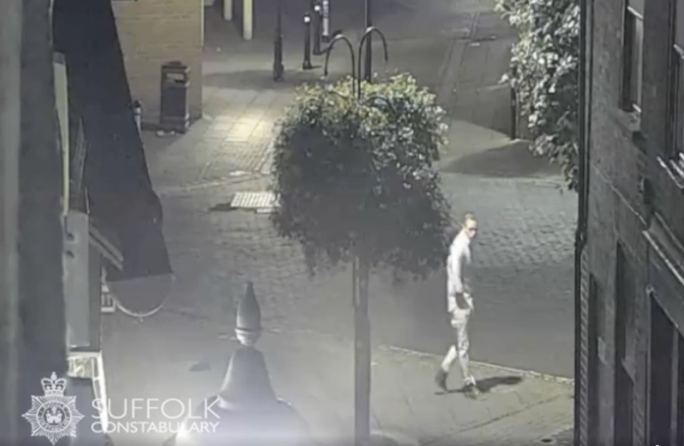 Corrie McKeague, 23, is pictured on CCTV at Bury St Edmunds.