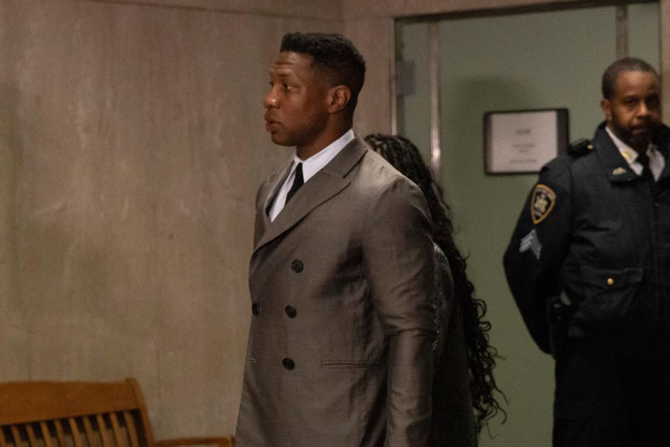 Jonathan Majors arrives at court for a jury selection on his domestic violence case on Nov. 29.