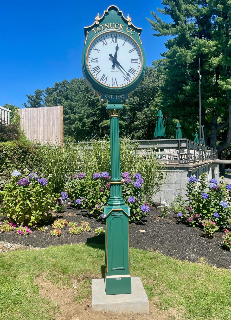 This 125th anniversary clock was installed behind the first tee at Tatnuck CC on Thursday.