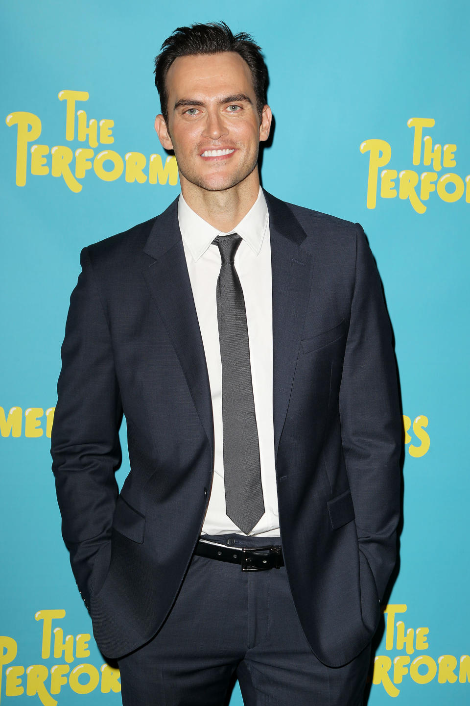 FILE - This Sept. 25, 2012 file image originally released by Starpix shows Cheyenne Jackson, a cast member in the Broadway play, "The Performers," during a photo call in New York. The play, also starring Ari Graynor, Daniel Breaker, Jenni Barber, Alicia Silverstone and Henry Winkler, opens at Longacre Theatre on Nov. 14. (AP Photo/Starpix, Amanda Schwab, file)