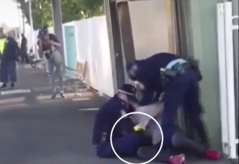 The man was charged after allegedly grabbing the Taser off police. Source: 7 News