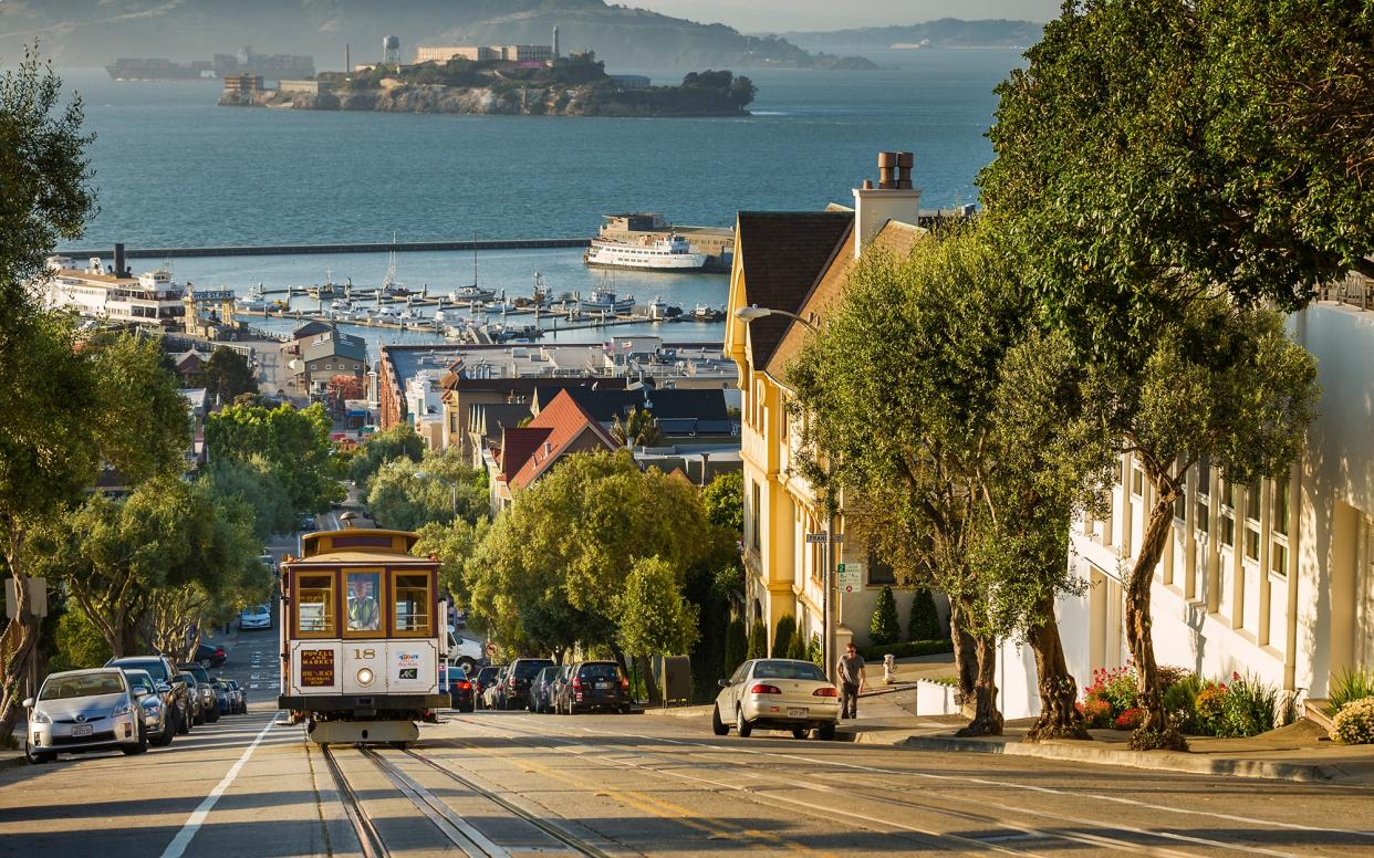 San Francisco is known for its cable cars and steep hills - This content is subject to copyright.