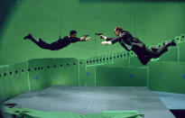 <p>Note the dozens of cameras they used to shoot the iconic bullet-time scenes.</p>