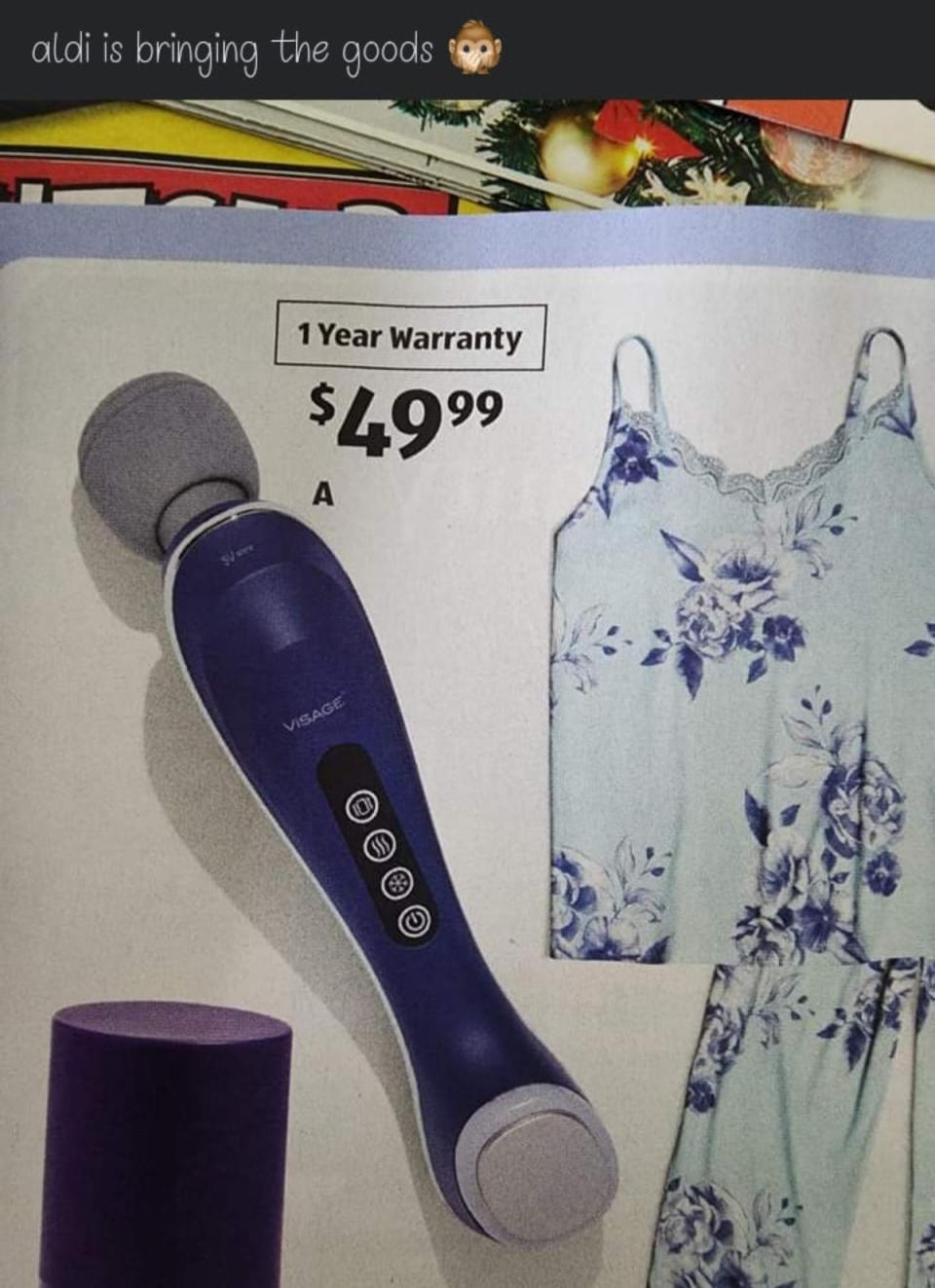 Aldi catalogue page featuring massager wand