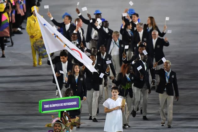 El Equipo Olímpico de Refugiados en 2016 en Rio de Janeiro. (Photo: PEDRO UGARTE via AFP via Getty Images)