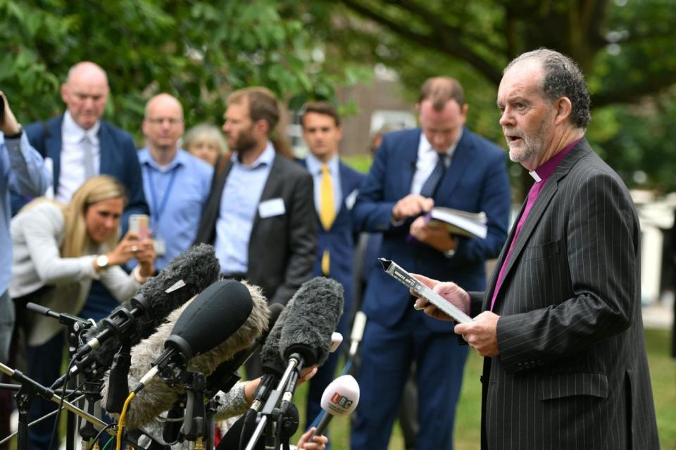 Bishop James Jones delivers a statement on behalf of the panel (PA)