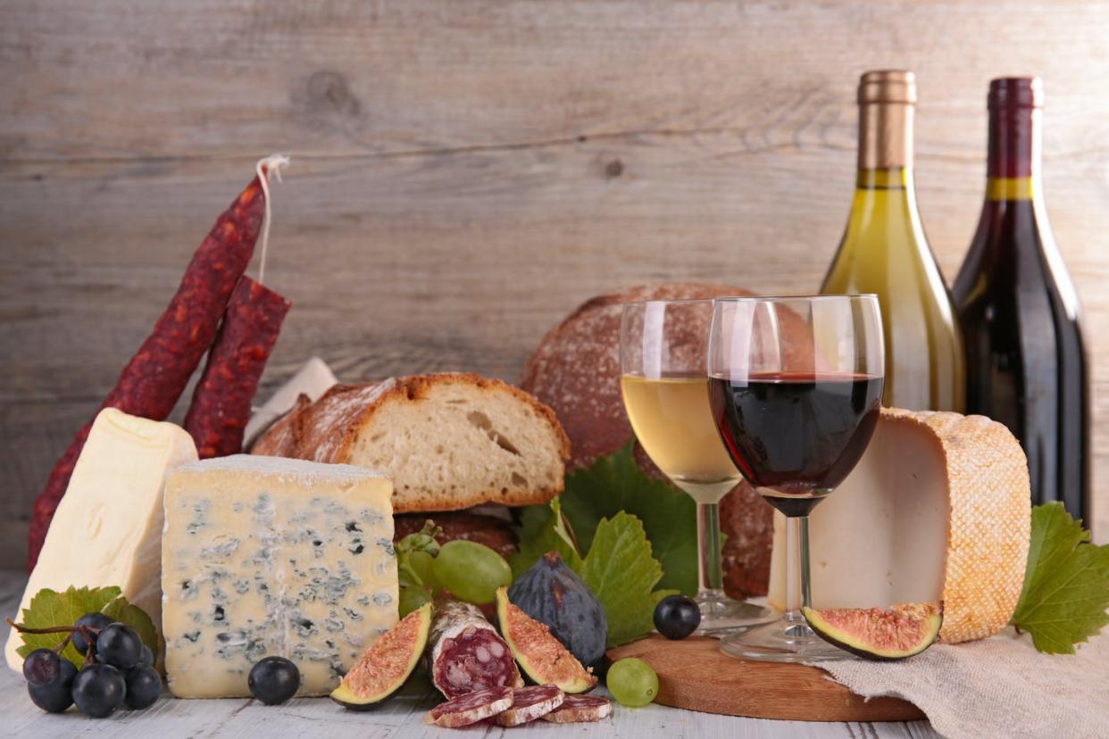 <span class="caption">These foods are all dependent on microorganisms for their distinctive flavor.</span> <span class="attribution"><a class="link " href="https://www.shutterstock.com/image-photo/assorted-winebread-cheese-328891478" rel="nofollow noopener" target="_blank" data-ylk="slk:margouillat photo/Shutterstock.com;elm:context_link;itc:0;sec:content-canvas">margouillat photo/Shutterstock.com</a></span>