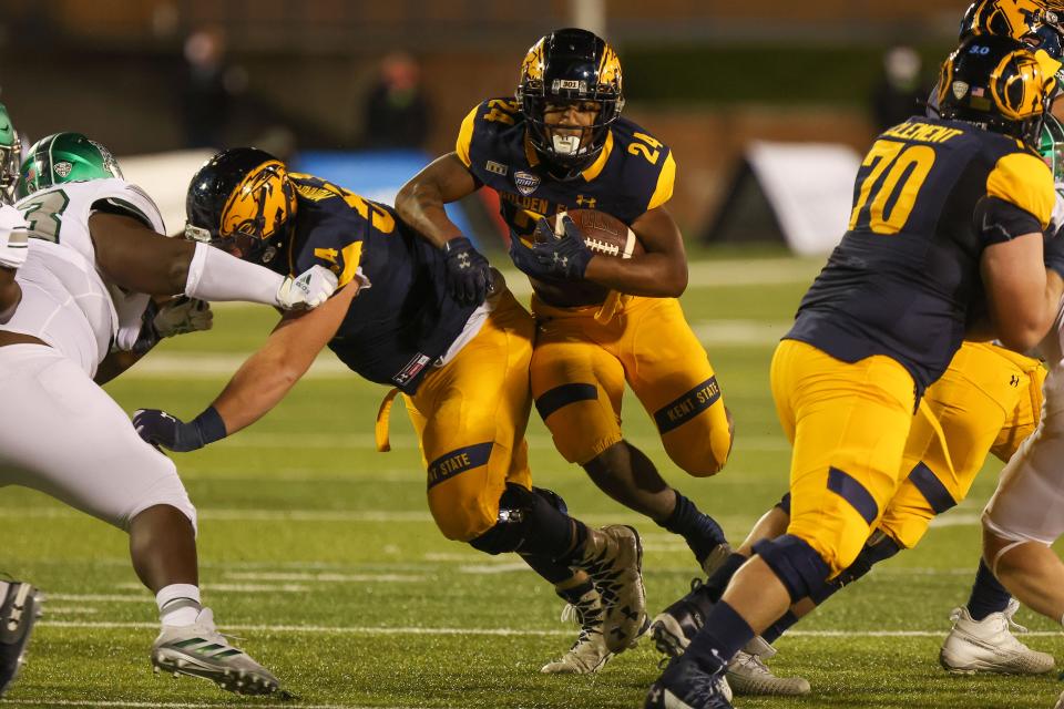 Kent State running back Marquez Cooper will hope to find some running room during Saturday night's season-opener at Washington.