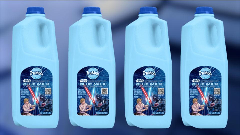 <div>A TrueMoo and Lucasfilm collab is bringing "Star Wars TrueMoo Blue Milk" to store shelves across Orlando. (Photo: TruMoo)</div>