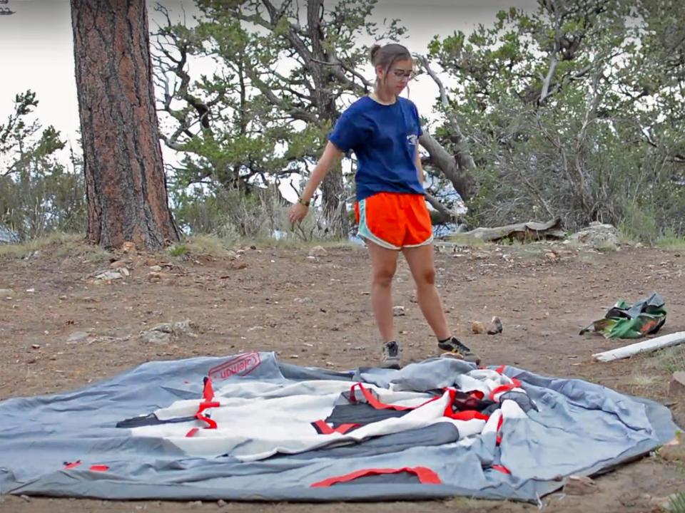 pitching a tent