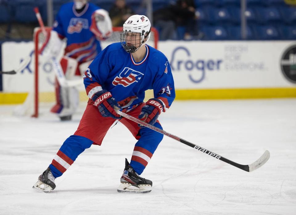 Rutger McGroarty is a skilled power forward for the U.S. National Team Development Program. He's committed to playing next season at the University of Michigan and could be selected anywhere from the top-10 picks to the end of the first round in the 2022 NHL draft, which will be held July 7-8 in Montreal.