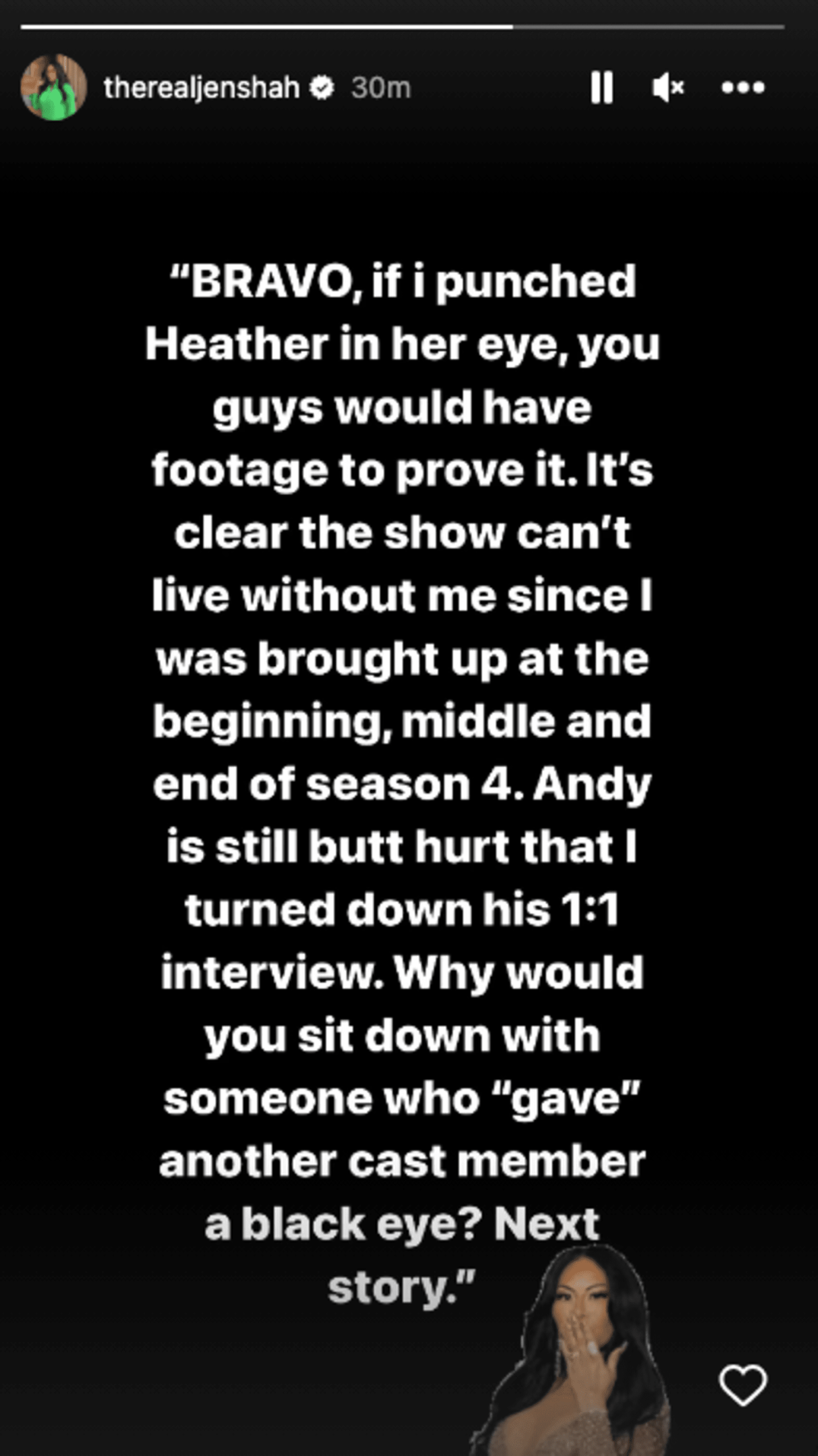 Jen Shah reacts to Heather Gay saying she gave her a black eye on the Season Four 